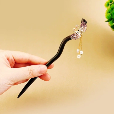 Kẹp tóc tím ánh sáng Mun phong cách cổ xưa, phụ kiện Hanfu giảm 18% 6