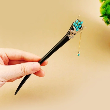 Kẹp tóc tím ánh sáng Mun phong cách cổ xưa, phụ kiện Hanfu giảm 18% 7