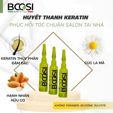 Keratin Thủy Phân BCOSI 10ml x10 - Phục hồi tóc hư tổn, chắc khỏe, giá 400k