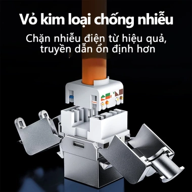 Keystone Jack RJ45 Cat6A Cat7 Cat8 hợp kim kẽm - Hỗ trợ cáp 22‑26AWG, giảm giá Zoerax 205.700₫ 3