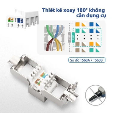 Keystone Jack RJ45 Cat6a/7/8 STP không dụng cụ hợp kim kẽm che chắn Giá chỉ 51.700 VND