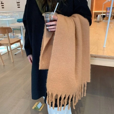 Khăn choàng Cashmere mùa đông EBINLANDS - Mohair dài ấm áp, trơn dày thời trang nữ 5