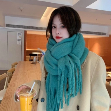 Khăn choàng Cashmere mùa đông EBINLANDS - Mohair dài ấm áp, trơn dày thời trang nữ 8