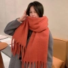 Khăn choàng Cashmere mùa đông EBINLANDS - Mohair dài ấm áp, trơn dày thời trang nữ 9