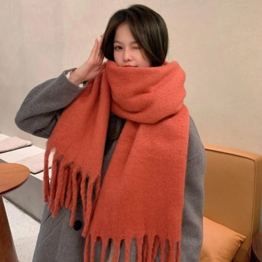 Khăn choàng Cashmere mùa đông EBINLANDS - Mohair dài ấm áp, trơn dày thời trang nữ 9