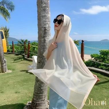 Khăn choàng cổ Ohari lụa mỏng nhẹ KT 180x90: Đa năng chống nắng, giảm 20%