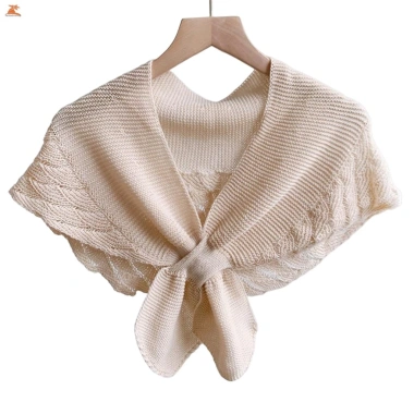 Khăn choàng nữ dệt kim đuôi cá màu trơn - Shrug nhỏ, siêu nhẹ, giảm giá 18%