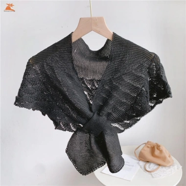 Khăn choàng nữ dệt kim đuôi cá màu trơn - Shrug nhỏ, siêu nhẹ, giảm giá 18%