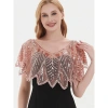 Khăn choàng sequin hạt 1.920 - Filipiniana cô dâu, bolero thêu lá zigzag, che phủ