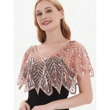 Khăn choàng sequin hạt 1.920 - Filipiniana cô dâu, bolero thêu lá zigzag, che phủ 4 Khăn choàng sequin hạt 1.920 - Filipiniana cô dâu, bolero thêu lá zigzag, che phủ 4