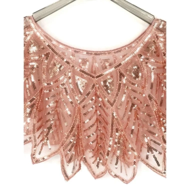 Khăn choàng sequin hạt 1.920 - Filipiniana cô dâu, bolero thêu lá zigzag, che phủ