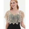 Khăn choàng sequin hạt 1.920 - Filipiniana cô dâu, bolero thêu lá zigzag, che phủ 10
