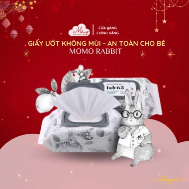 Khăn giấy ướt Momo Rabbit Hàn Quốc Lab65 72 tờ nắp siêu dày dặn giá chỉ 75.000đ