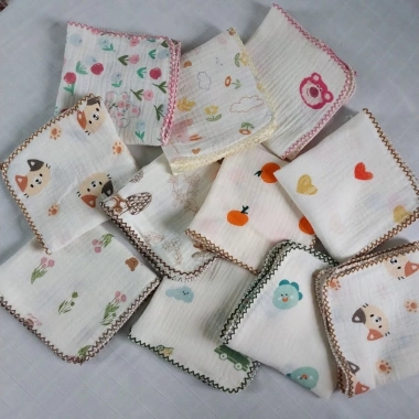 Khăn Tam Giác Yếm Ăn Dặm Bé Xô Muslin Mềm Mại 2 Nấc Cúc Bấm Thấm Hút 45.000đ 3