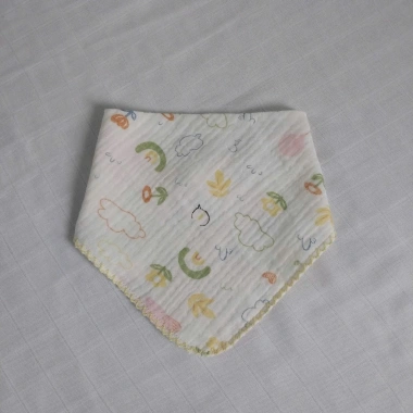 Khăn Tam Giác Yếm Ăn Dặm Bé Xô Muslin Mềm Mại 2 Nấc Cúc Bấm Thấm Hút 45.000đ 6