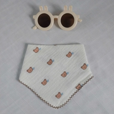 Khăn Tam Giác Yếm Ăn Dặm Bé Xô Muslin Mềm Mại 2 Nấc Cúc Bấm Thấm Hút 45.000đ 9
