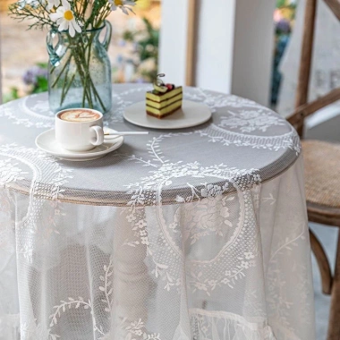 Khăn trải bàn ren rỗng sợi tổng hợp vintage - Che bụi, sang trọng cho nhà, khách sạn, hội nghị - Giá chỉ 77.963₫