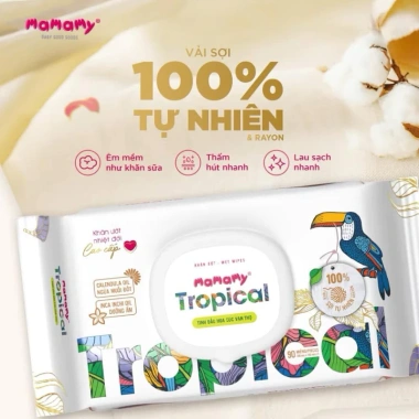 Khăn ướt Mamamy Tropical 90 tờ cao cấp cho bé - Giá ưu đãi 35.000 VNĐ