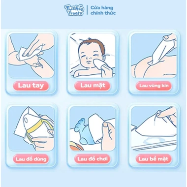Khăn ướt Tushie Treats không cồn không parabens cao cấp cho bé - giảm còn 28.000đ 8