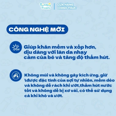 Khăn vải đa năng Tushie Treats 300g - Dùng khô & ướt, không mùi, không hoá chất, an toàn cho bé, giảm còn 20.000₫ 8