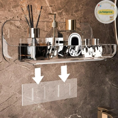 Khay Acrylic Trong Suốt Treo Tường Đấm Miễn Phí Đựng Mỹ Phẩm, Trang Điểm, Tổ Chức Phòng Tắm 61.930 VND