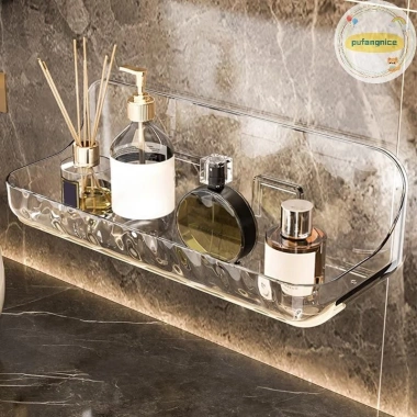 Khay Acrylic Trong Suốt Treo Tường Đấm Miễn Phí Đựng Mỹ Phẩm, Trang Điểm, Tổ Chức Phòng Tắm 61.930 VND