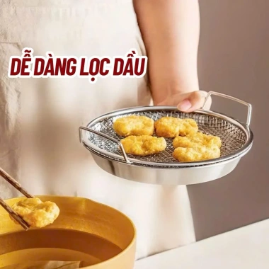 Khay inox 304 kèm vỉ lưới lọc dầu size 20-22, đa năng đựng thực phẩm chiên rán - 56.1k 3 Khay inox 304 kèm vỉ lưới lọc dầu size 20-22, đa năng đựng thực phẩm chiên rán - 56.1k 3