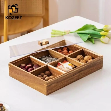 Khay phục vụ chia đôi KOZEEY - Đĩa gỗ đa năng đựng hạt, kẹo, rau, hộp ăn - 312,400₫ 4
