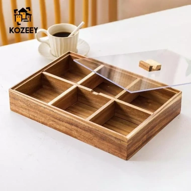 Khay phục vụ chia đôi KOZEEY - Đĩa gỗ đa năng đựng hạt, kẹo, rau, hộp ăn - 312,400₫ 5