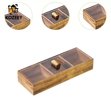 Khay phục vụ chia đôi KOZEEY - Đĩa gỗ đa năng đựng hạt, kẹo, rau, hộp ăn - 312,400₫ 6