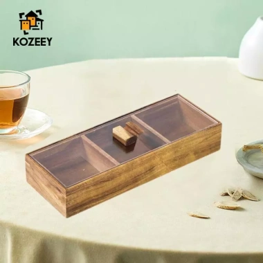 Khay phục vụ chia đôi KOZEEY - Đĩa gỗ đa năng đựng hạt, kẹo, rau, hộp ăn - 312,400₫ 7