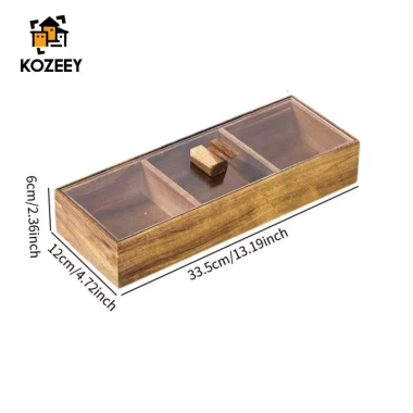 Khay phục vụ chia đôi KOZEEY - Đĩa gỗ đa năng đựng hạt, kẹo, rau, hộp ăn - 312,400₫ 9