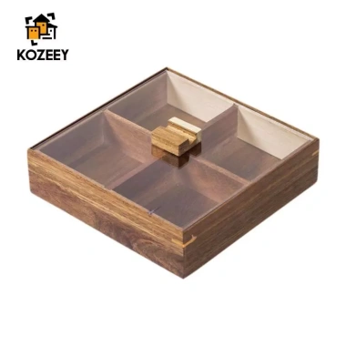 Khay phục vụ chia đôi KOZEEY - Đĩa gỗ đa năng đựng hạt, kẹo, rau, hộp ăn - 312,400₫ 10