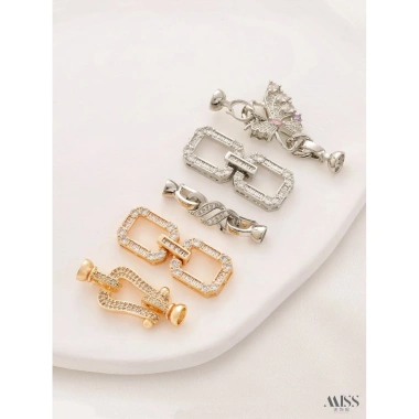 Khóa 14K Gói Vàng Giữ Màu - Khóa Bướm, Dây Xích Vuông, Vòng Tay Ngọc Trai
