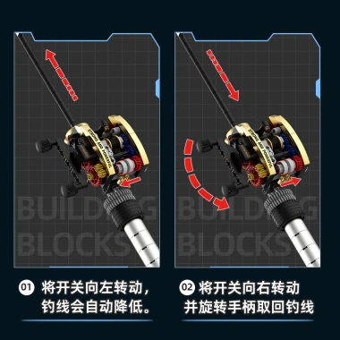 Khối lắp ráp cần câu cá - Bộ cuộn dây câu, đồ chơi giáo dục câu cá biển, giảm giá 23%
