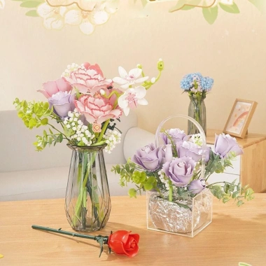 Khối xây dựng vi mô FLAZEA – Gạch mô hình hoa Tulip hồng, lắp ráp nhựa, giá 71.720đ
