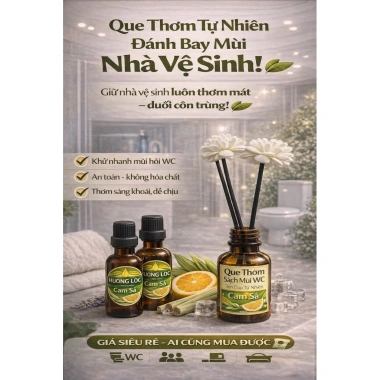 Khử Mùi Nhà Vệ Sinh Siêu Bền - Tinh Dầu Sả Chanh, Oải Hương, Cam Sả, Quế + Que Khếch Tán - Giá Ưu Đãi 62.100₫ 3