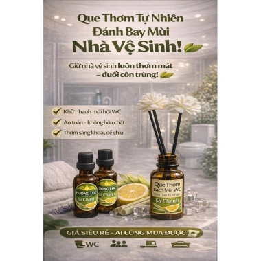 Khử Mùi Nhà Vệ Sinh Siêu Bền - Tinh Dầu Sả Chanh, Oải Hương, Cam Sả, Quế + Que Khếch Tán - Giá Ưu Đãi 62.100₫ 7