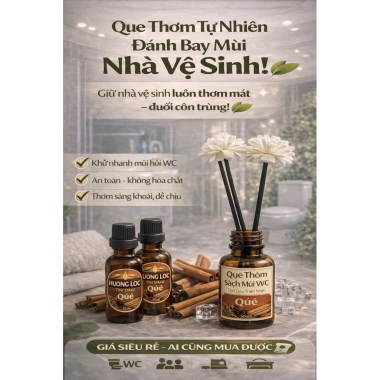 Khử Mùi Nhà Vệ Sinh Siêu Bền - Tinh Dầu Sả Chanh, Oải Hương, Cam Sả, Quế + Que Khếch Tán - Giá Ưu Đãi 62.100₫ 8