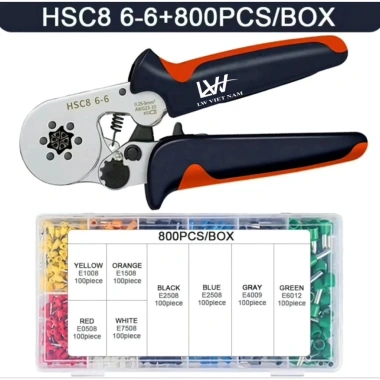 Kiềm bấm cos IWISS HSC8 0.25-6.0mm² - Cos vuông, ống tròn, pin, giá ưu đãi 215k
