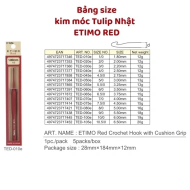 Kim móc Nhật Tulip Etimo Red chính hãng - Giá chỉ 199k, sang trọng, bền bỉ