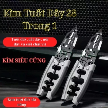 Kìm tuốt dây điện Powex đa năng 28 trong 1 – Cắt, bấm, cos, tách vỏ, xoắn dây thép mangan