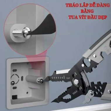 Kìm tuốt dây điện Powex đa năng 28 trong 1 – Cắt, bấm, cos, tách vỏ, xoắn dây thép mangan