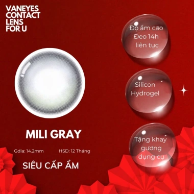 Kính Áp Tròng MINA LENS MILIES GRAY 0-8 Độ - Giá 75k, bảo vệ mắt thời trang