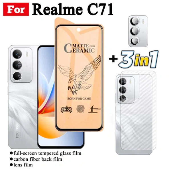 Hình ảnh sản phẩm Kính cường lực gốm 3 trong 1 Realme C71 C73 C75 C75X - bảo vệ màn hình, ống kính, phim mặt sau, giảm giá 22k