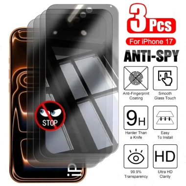 Kính cường lực phủ iPhone 17/16/15/14/13/12 - Màn hình riêng tư, chống gián điệp