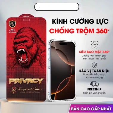 Kính iPhone chống nhìn trộm 4D 360 độ không hộp cho iPhone 7-17 Pro Max - Giá 33.000₫ (Giá gốc 42.240₫)