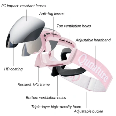 Kính trượt tuyết Qunature thoáng khí, chống sương mù, tia UV – Dành cho học sinh nam nữ, giảm giá 553.280₫ 6