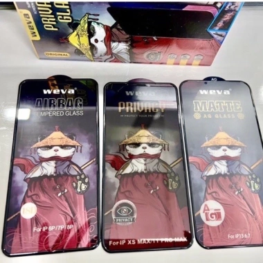 Kính Viền Gờ Chống Vỡ Mép, Nhìn Trộm, Bụi Màng Loa Gấu Trúc WEVA cho iPhone X – 14 Pro Max – 32k 6