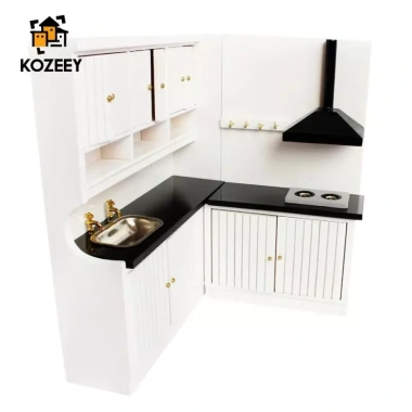 KOZEEY 1/12 Nhà Búp Bê Thu Nhỏ Nội Thất Nhà Bếp Tủ Nấu Trắng 575k